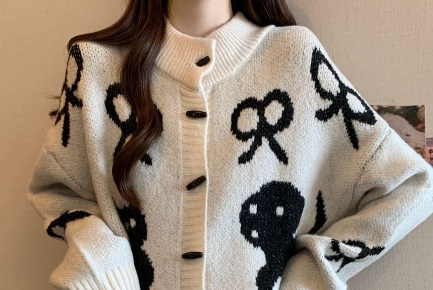 Bow Print Cardigan Product Image