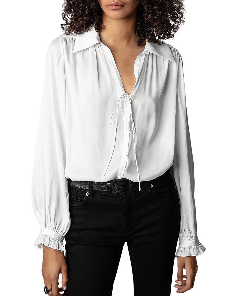 Womens Tilan Satin Long-Sleeve Blouse Product Image