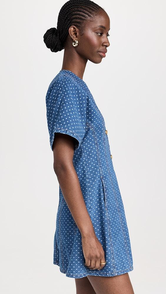 GANNI Blue Polka Dot Denim Mini Dress | Shopbop Product Image