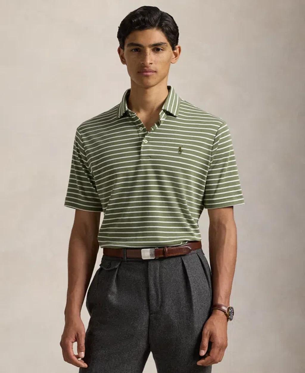 Men's Classic-fit Soft Cotton Polo Shirt In Green Product Image