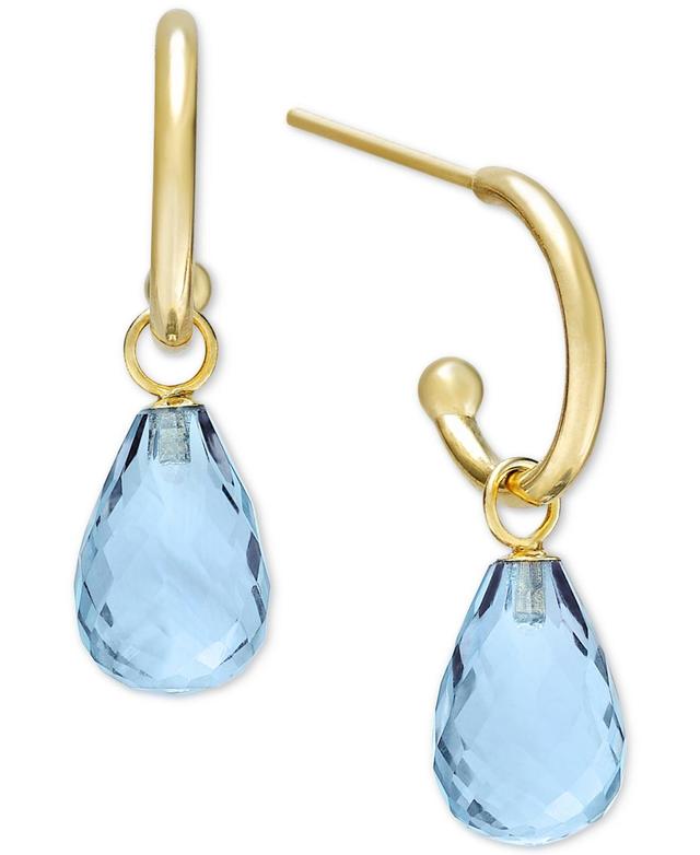 Bloomingdales Peridot Briolette Dangle Mini Hoop Earrings in 14K Yellow Gold - 100% Exclusive Product Image