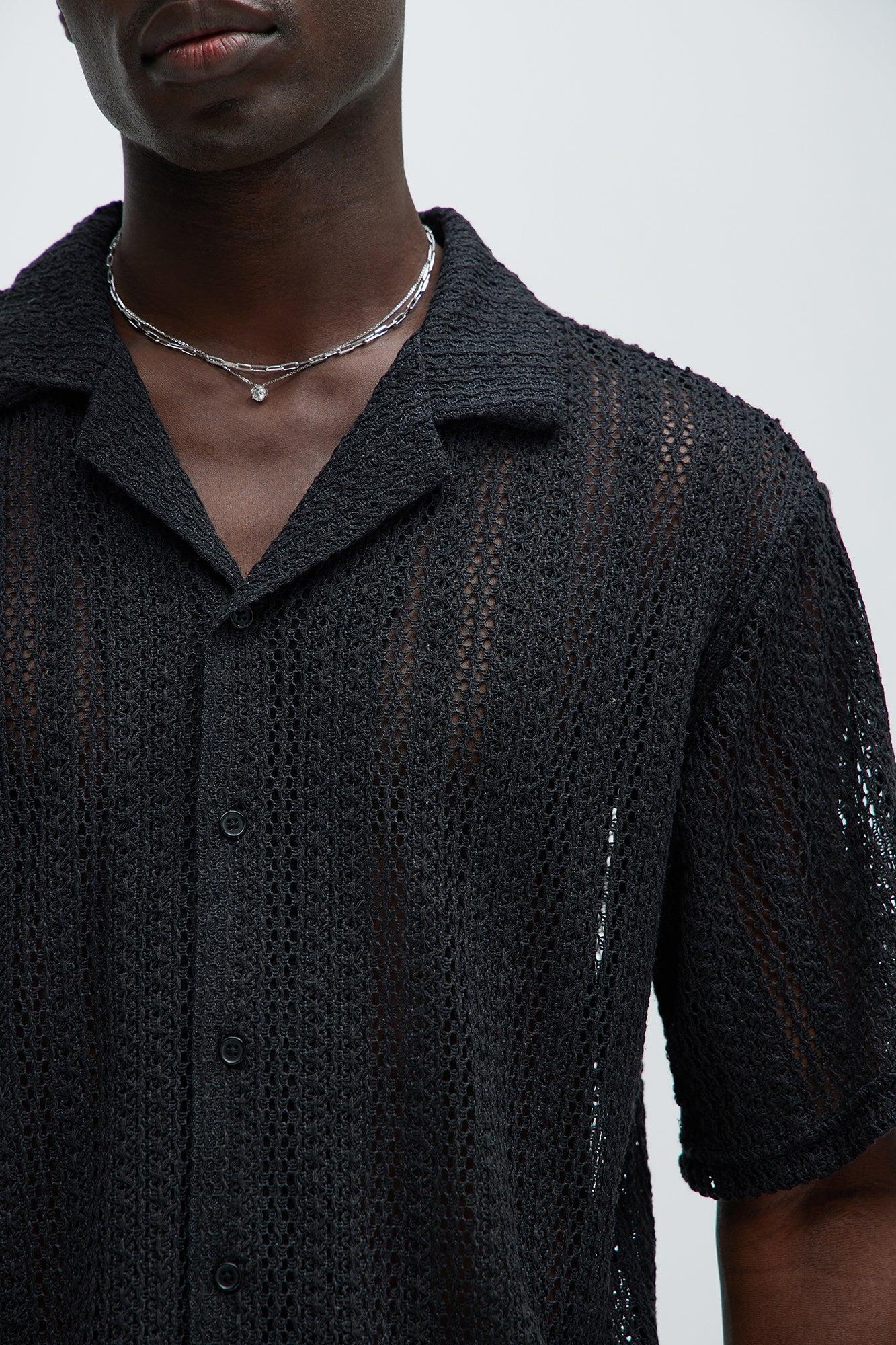 Atlas Textured Boxy Shirt - Black Product Image