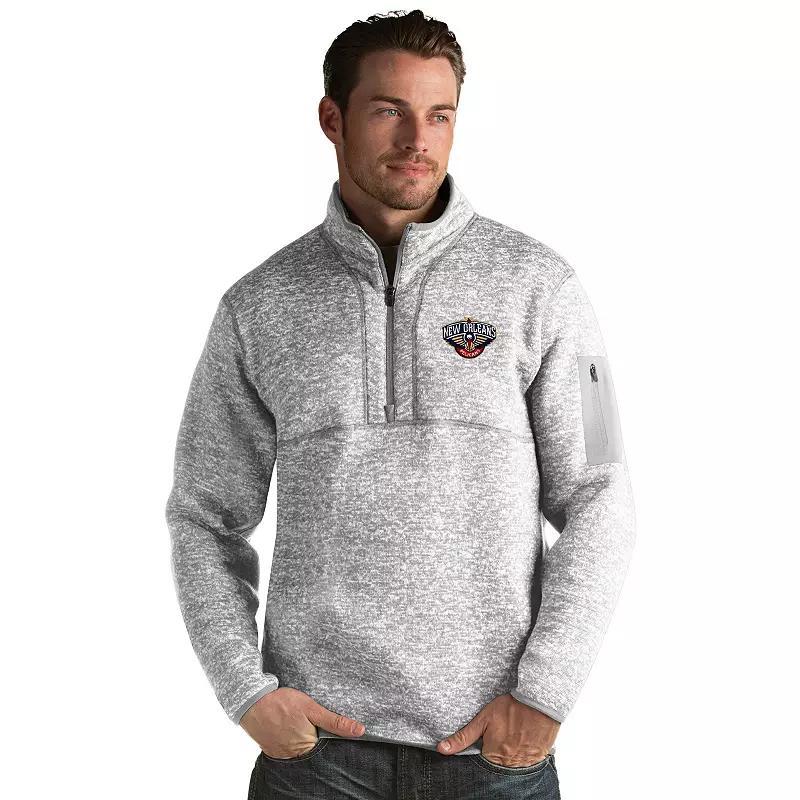 Mens Antigua Brooklyn Nets Fortune Pullover Light Gray Grey Product Image