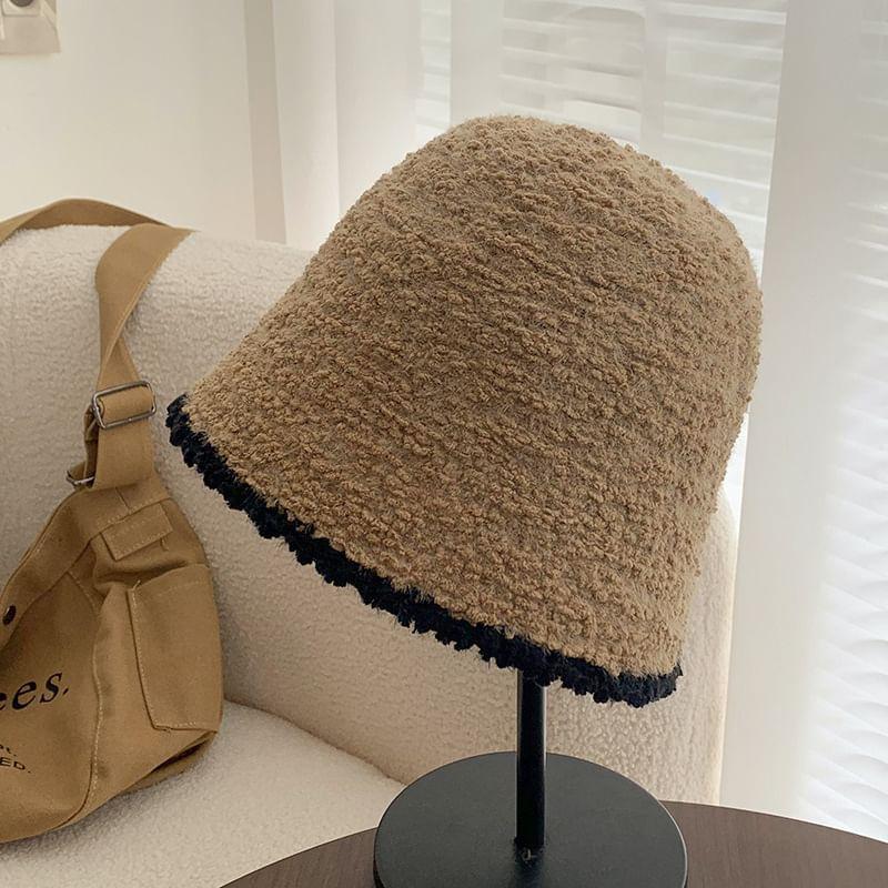 Plain Fuzzy Knitted Bucket Hat Product Image