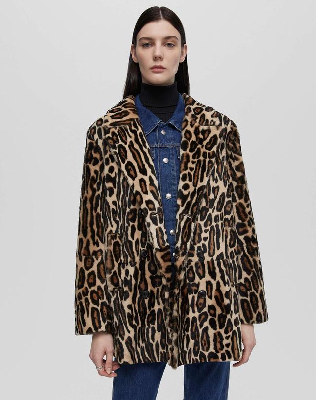 Leopard Shearling Peacoat - Leopard Print Product Image