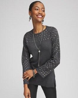 Studded Crewneck Sweater Tunic Product Image