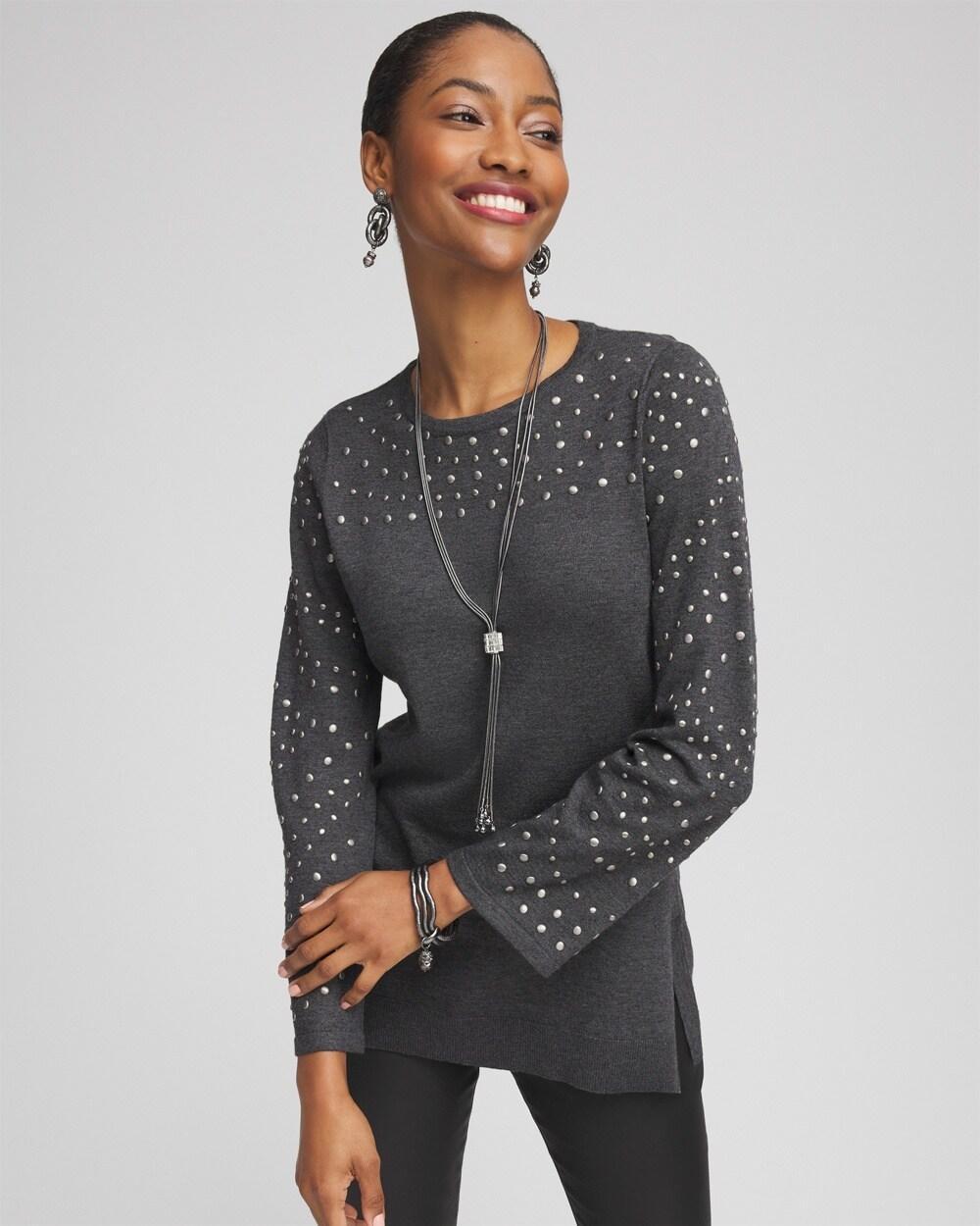 Studded Crewneck Sweater Tunic Product Image