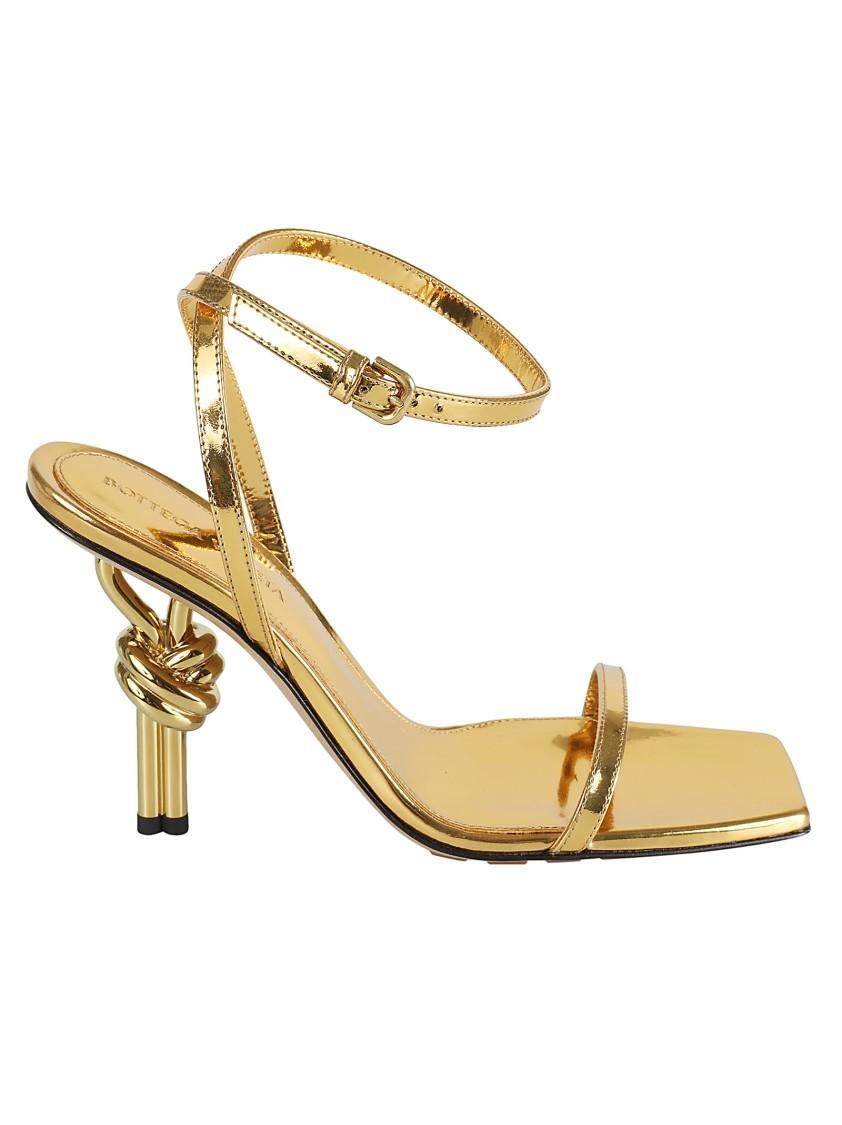 Leather Knot Sandals 90 In Gold Product Image