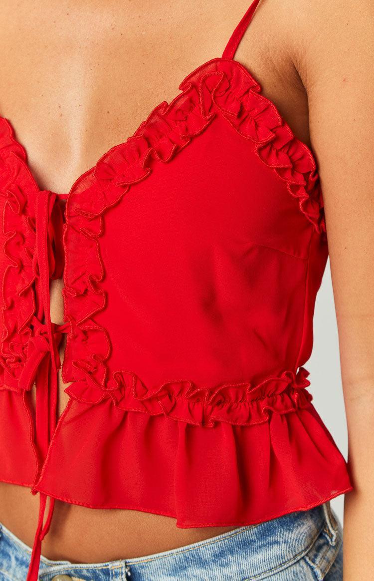 Tora Red Frill Cami Product Image