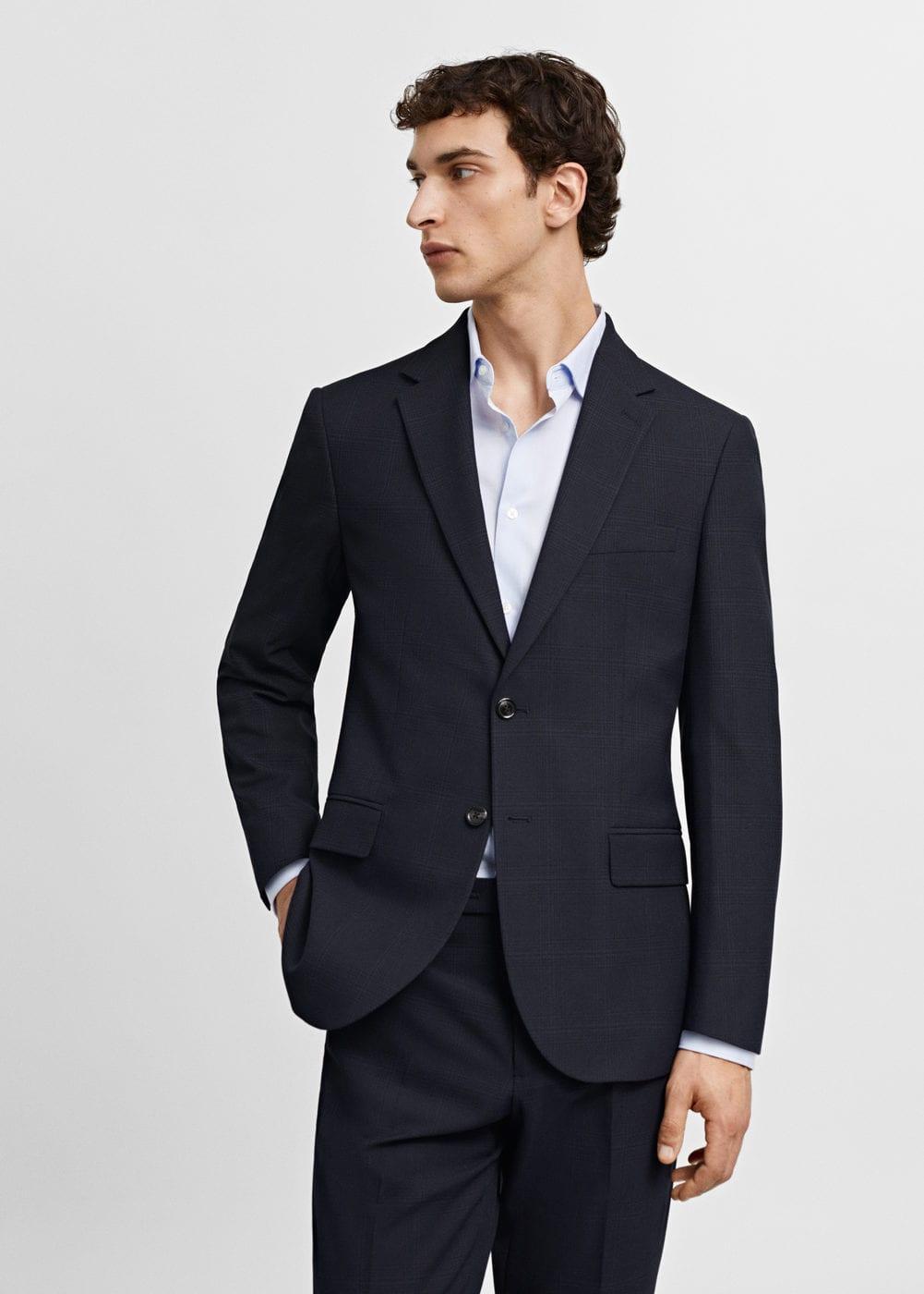 MANGO MAN - Stretch fabric slim-fit suit blazer dark navyMen Product Image