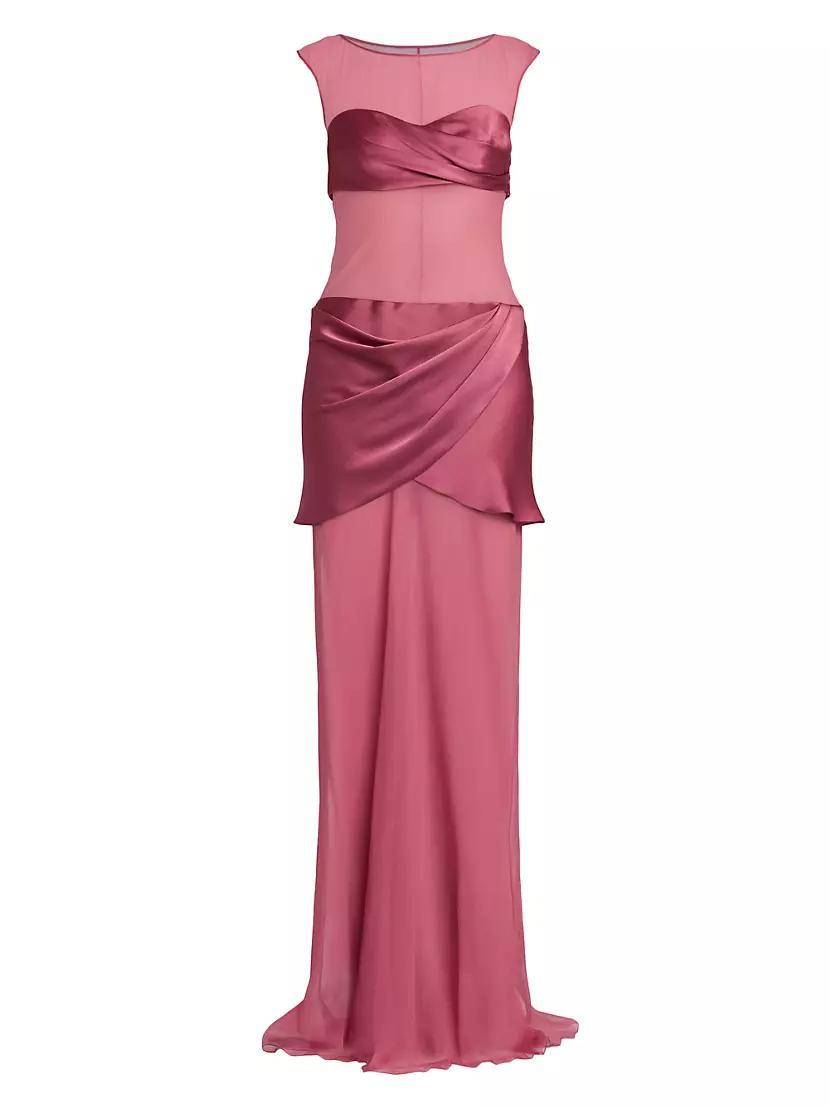 Layered Chiffon & Charmeuse Gown Product Image