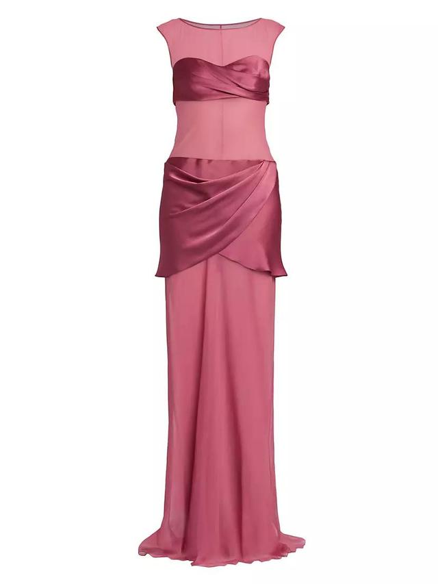 Layered Chiffon & Charmeuse Gown Product Image