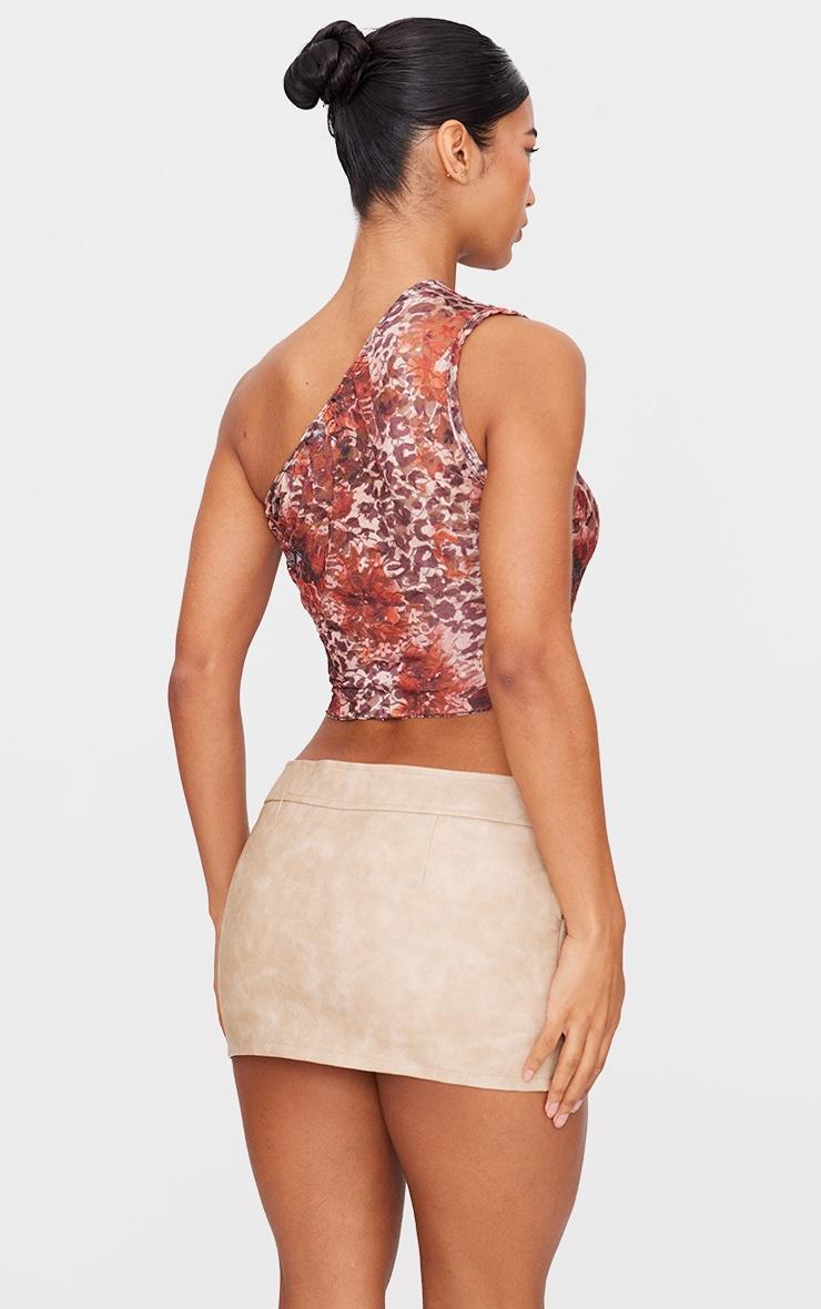 Orange Printed Lace Asymmetric Longline Top Product Image