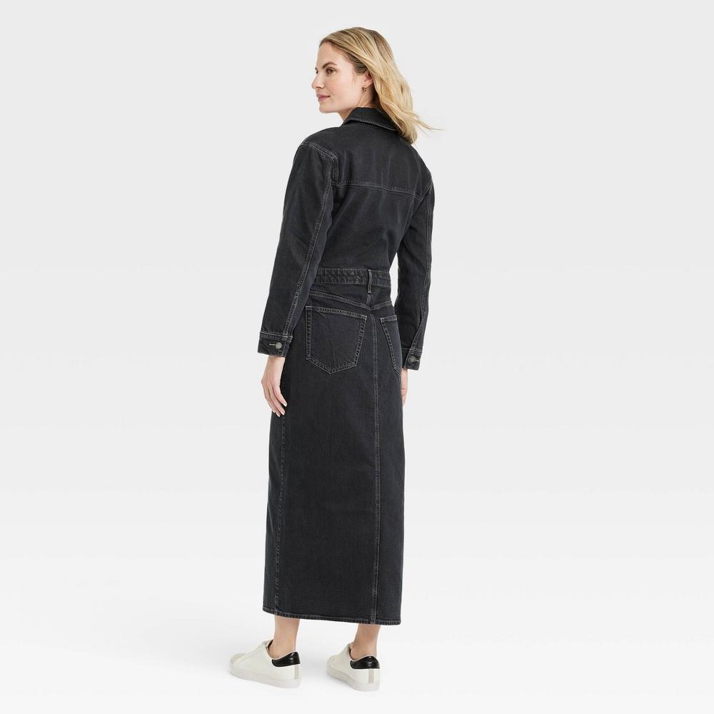 Women's Long Sleeve Denim Maxi Dress - Universal Thread™ Black Wash 00 Product Image