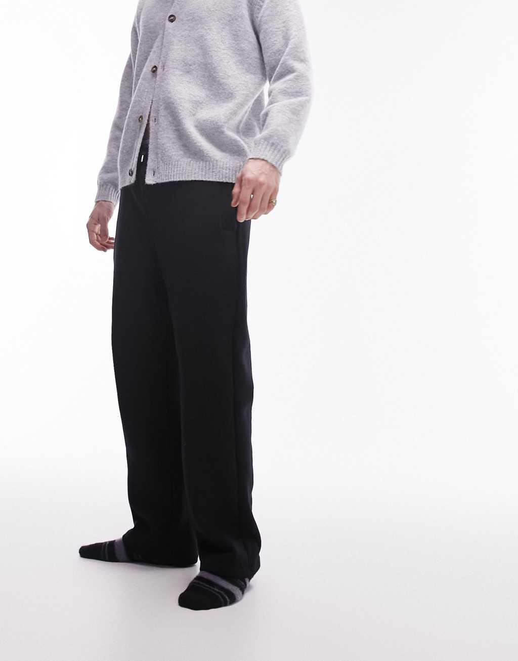 Topman straight leg sweatpants in black Product Image