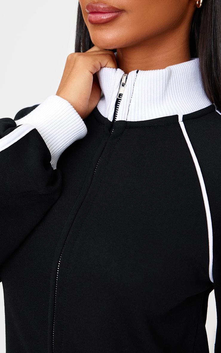 Petite Black Contrast Detail Zip Up Jacket Product Image