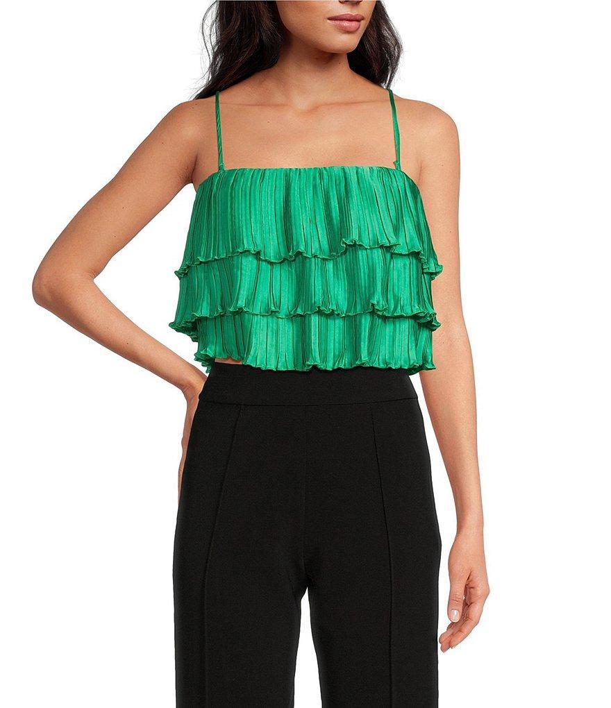 ASTR the Label Calita Tiered Square Neck Sleeveless Cropped Top Product Image