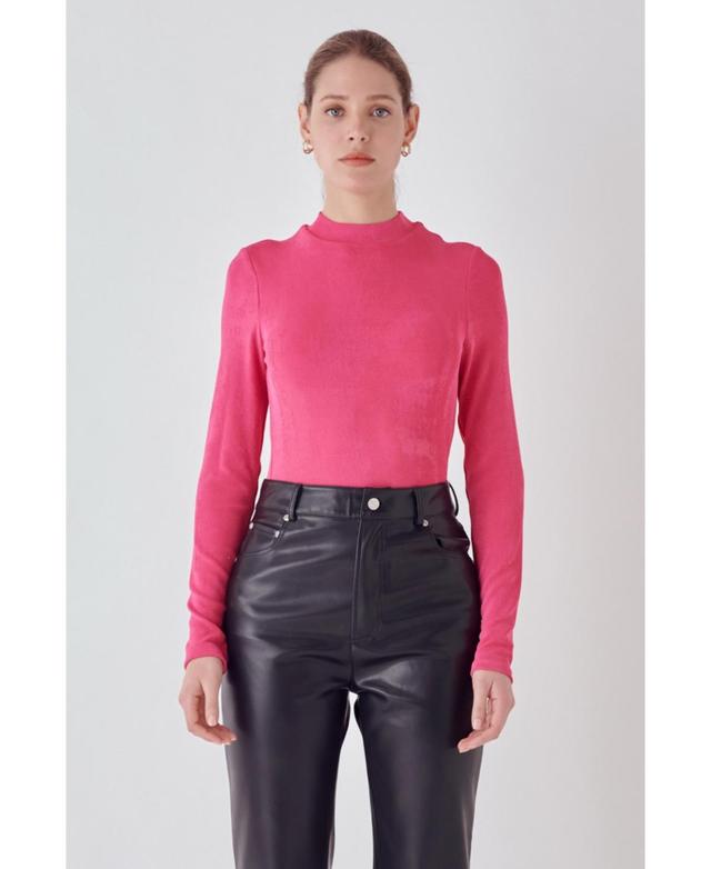 Endless Rose Sheen Stretch Mock Neck Top Product Image