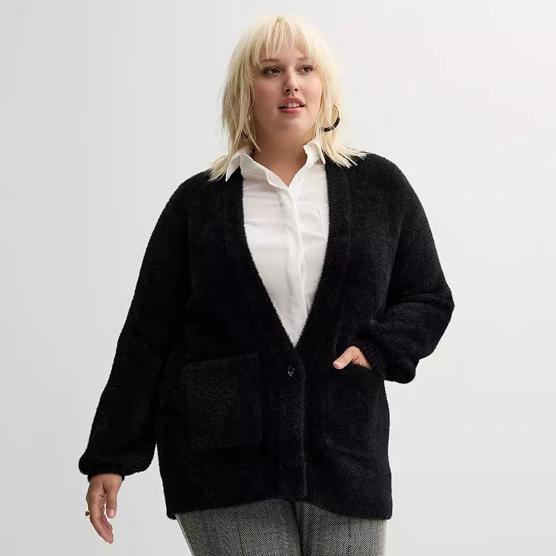 Plus Size Nine West Button Front Cardigan, Womens Product Image