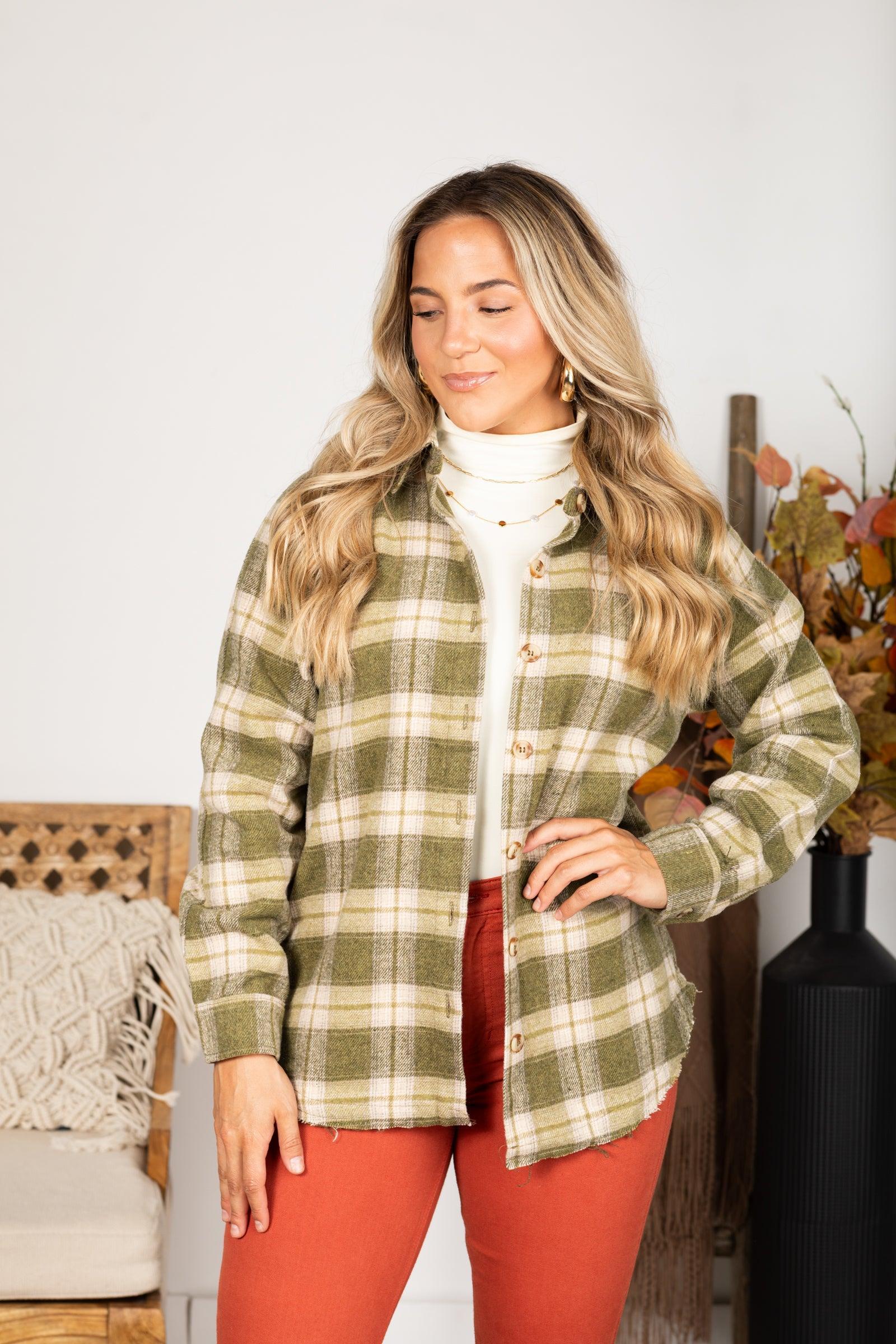 Oversized Collared Button Down Plaid Shirt Product Image