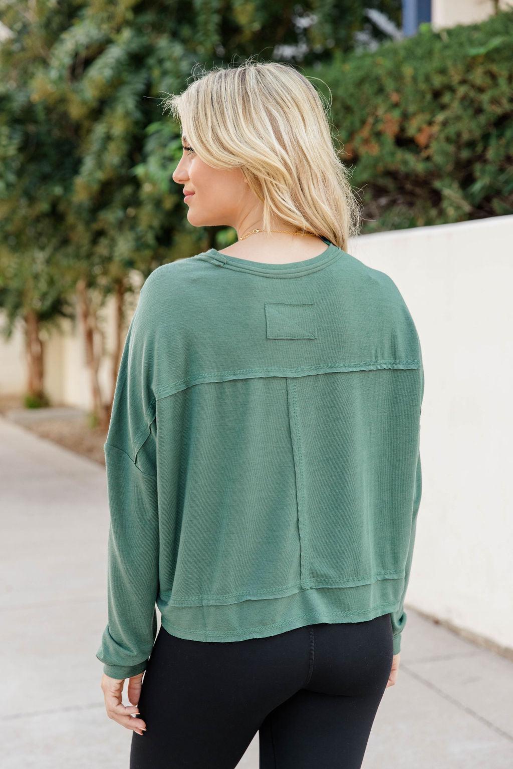 Watch Out Olive Pocket Long Sleeve Top FINAL SALE Product Image