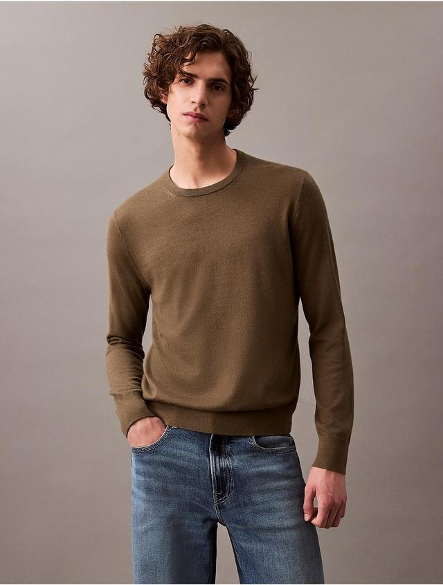 Calvin Klein Mens Extra Fine Merino Blend Crewneck Sweater - Blue - XS Product Image