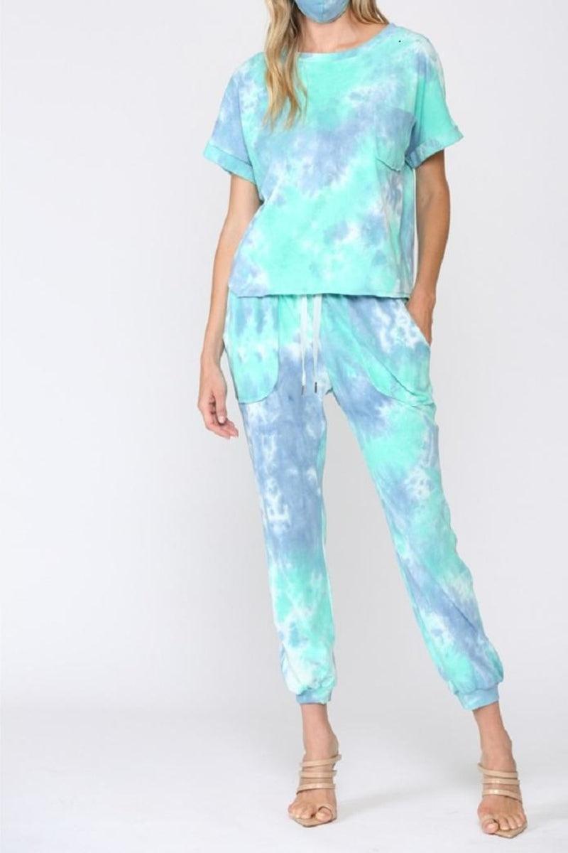 Blue Tie Dye Set Top Product Image