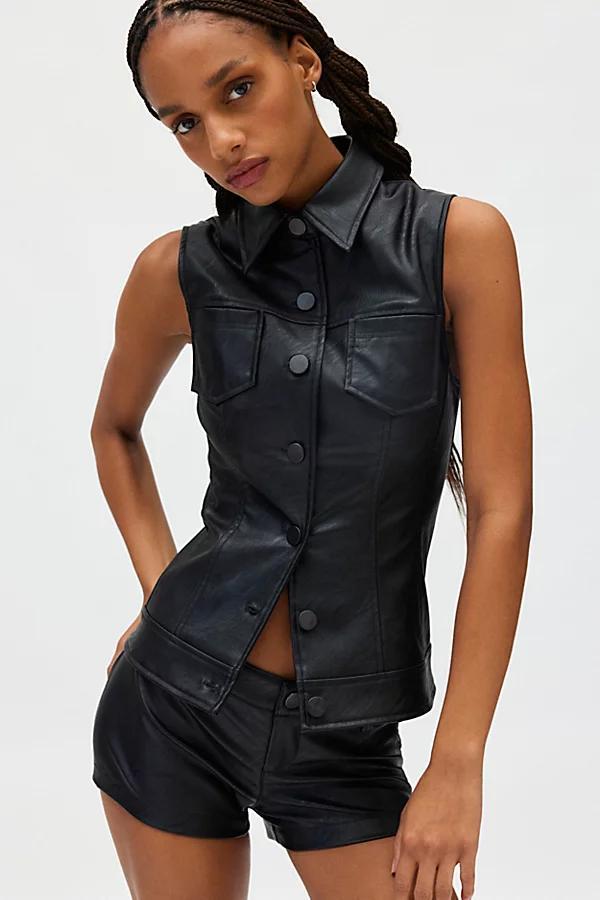 Silence + Noise Chloe Faux Leather Vest Top & Micro Short Set Jacket Womens at Urban Outfitters Product Image