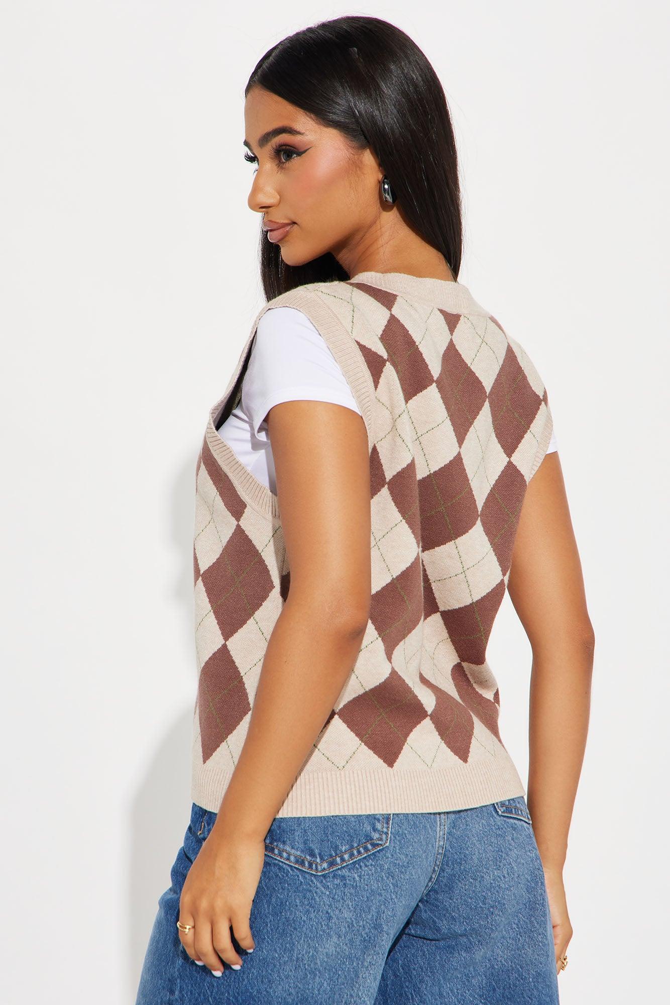 Learning Curve Argyle Sweater Vest - Brown/combo Product Image