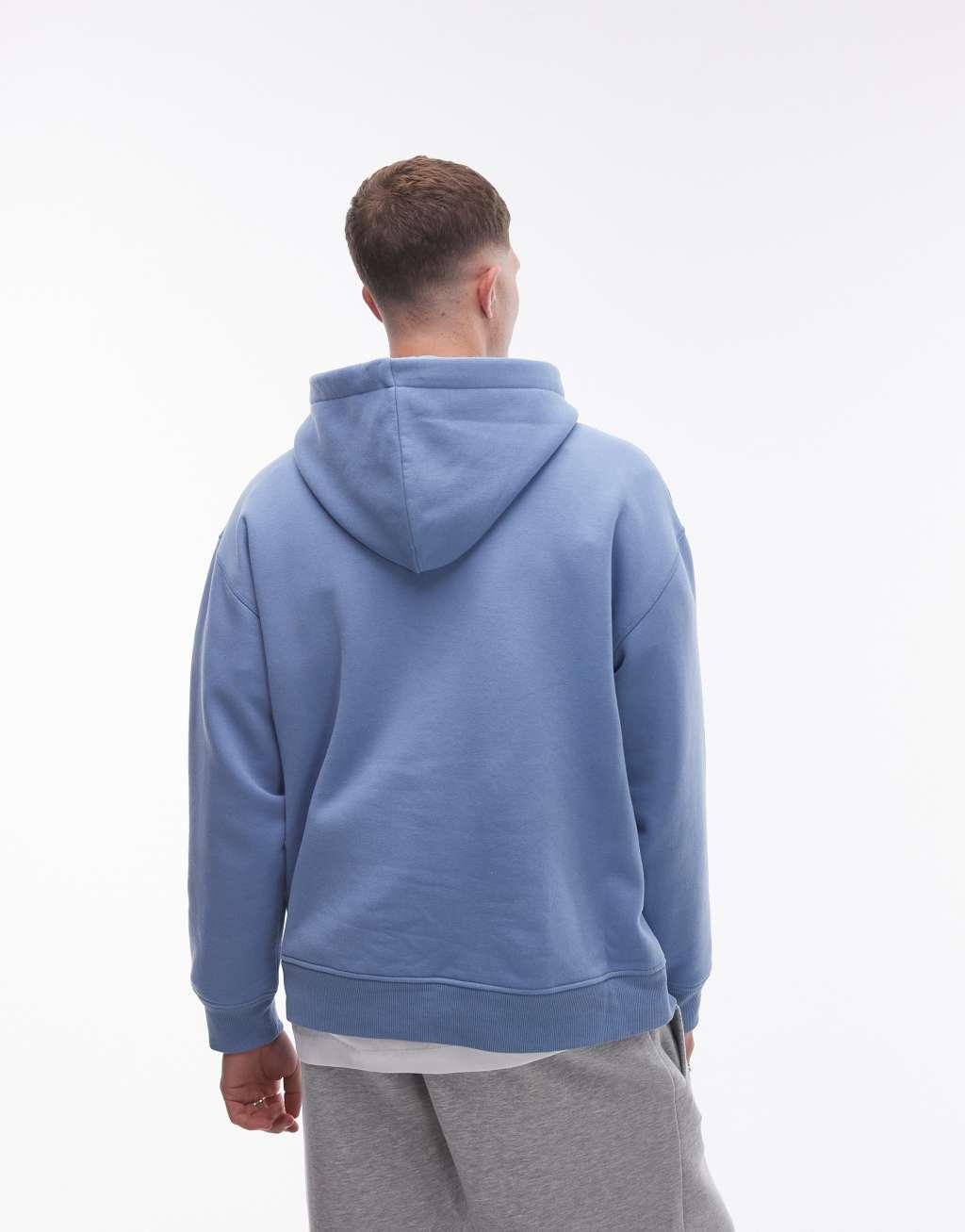 Topman oversized hoodie in light blue Product Image