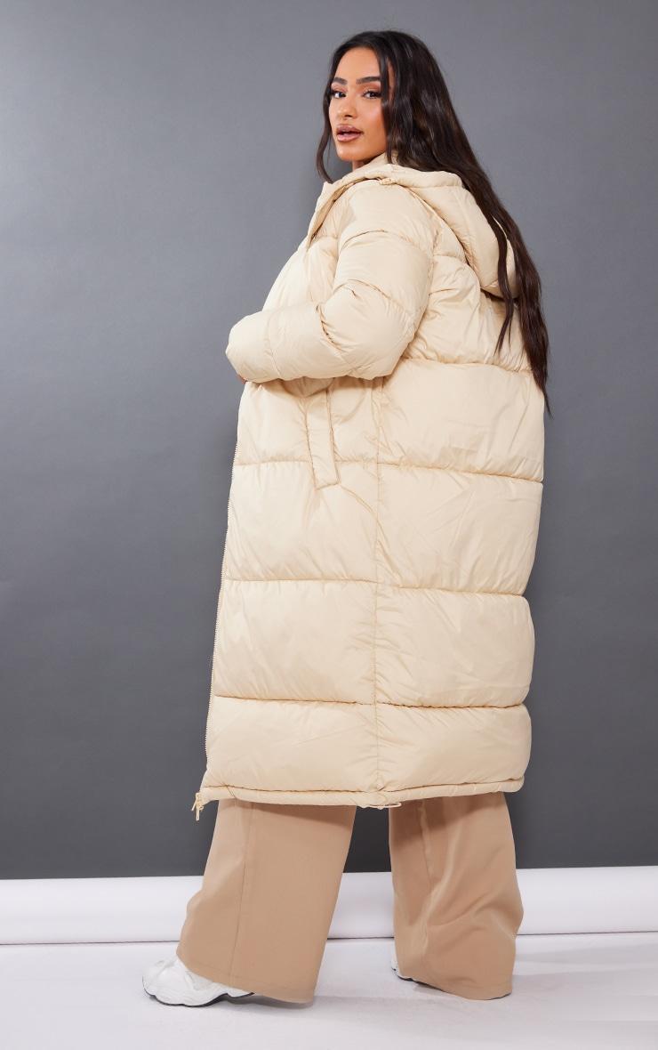 Petite Camel Long Puffer Coat Product Image