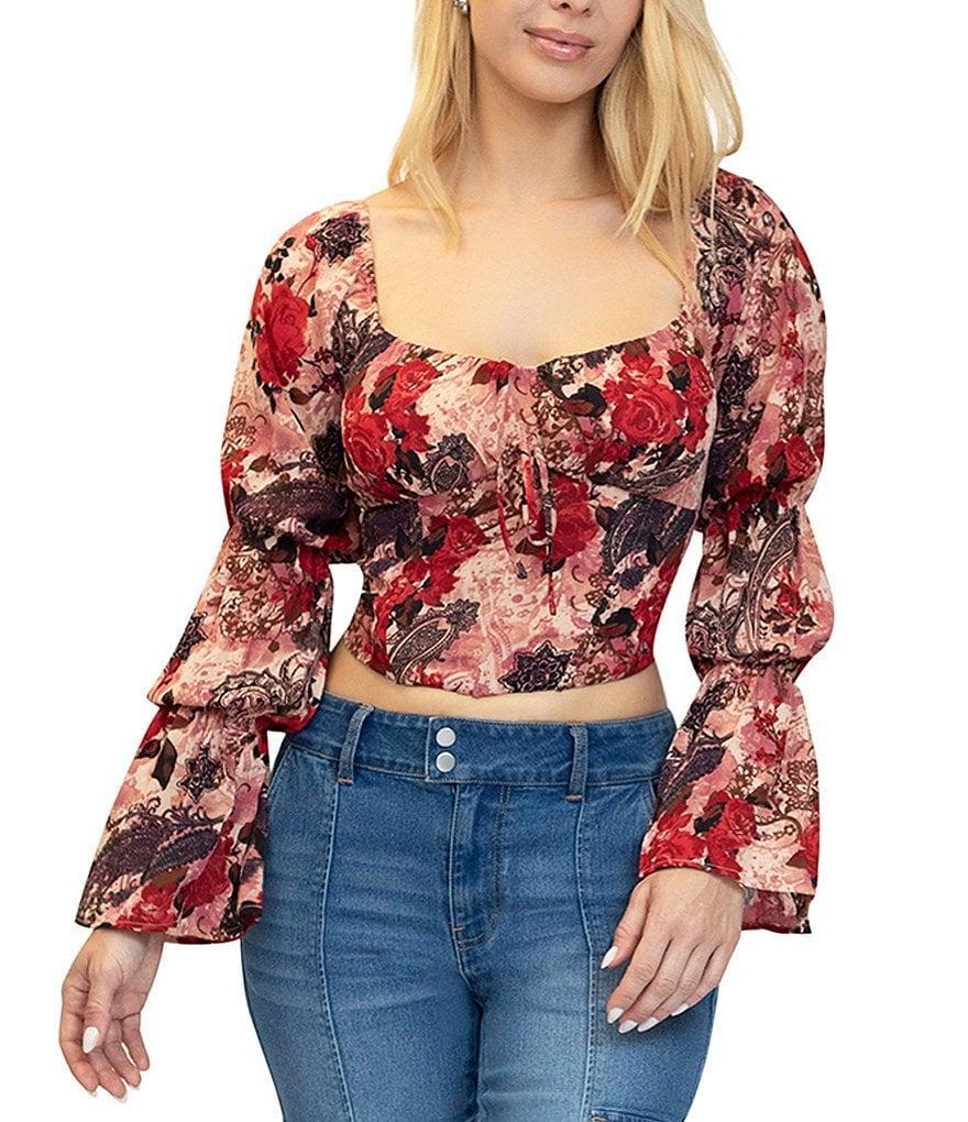 Stevie by Steve Madden Double Elastic Lone Sleeve Corset Pleasant Floral Top Product Image