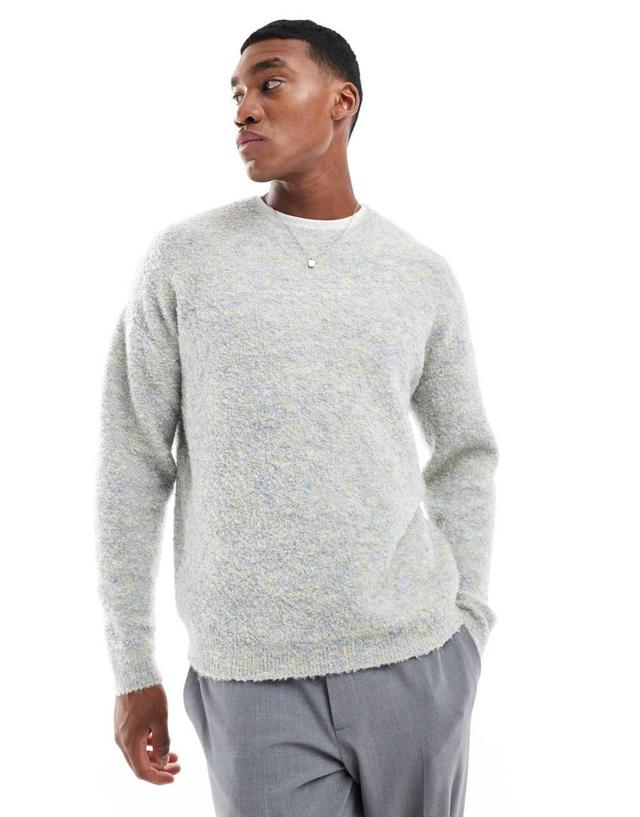 ASOS DESIGN relaxed knitted crew neck sweater in blue space dye Product Image