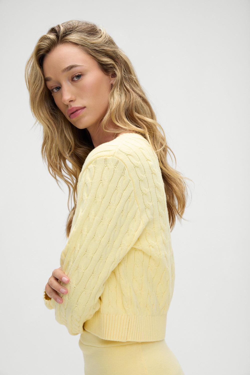 Dudley Cable Knit Cardigan - Vanilla Sugar Product Image