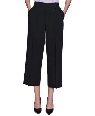 Karl Lagerfeld Women's Mid-Rise Cropped Wide-Leg Pants  Product Image