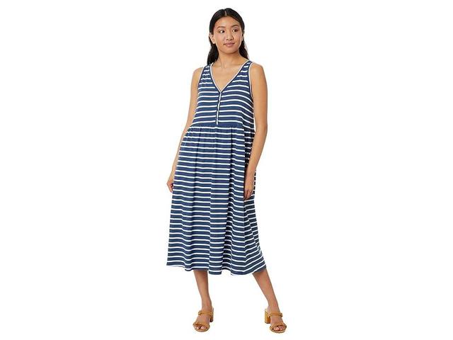 PACT Relaxed Slub Henley Tank Dress (Yacht Stripe) Women's Dress Product Image