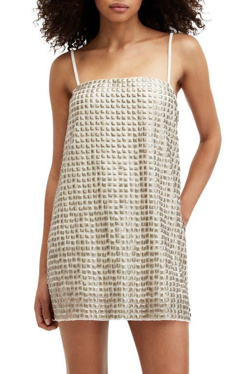 Opeline Embellished Mini Dress In White/gold Product Image