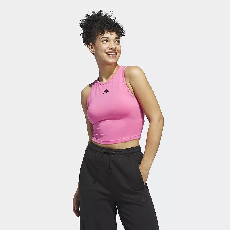 Womens adidas Essentials Solid Cropped Tank Top Pulse Pink Product Image