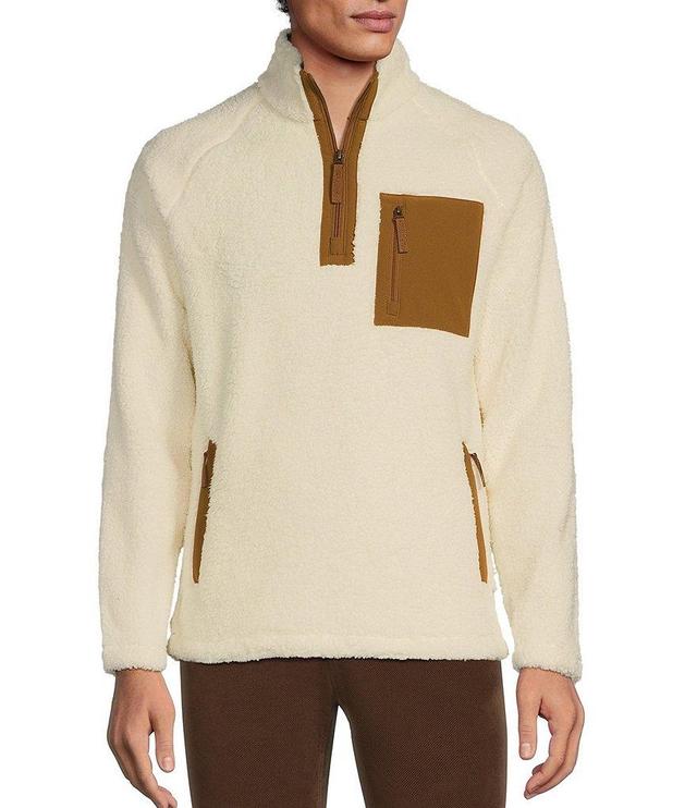 Rowm Long Sleeve Sherpa Colorblock Quarter Zip Mock Neck Pullover Product Image