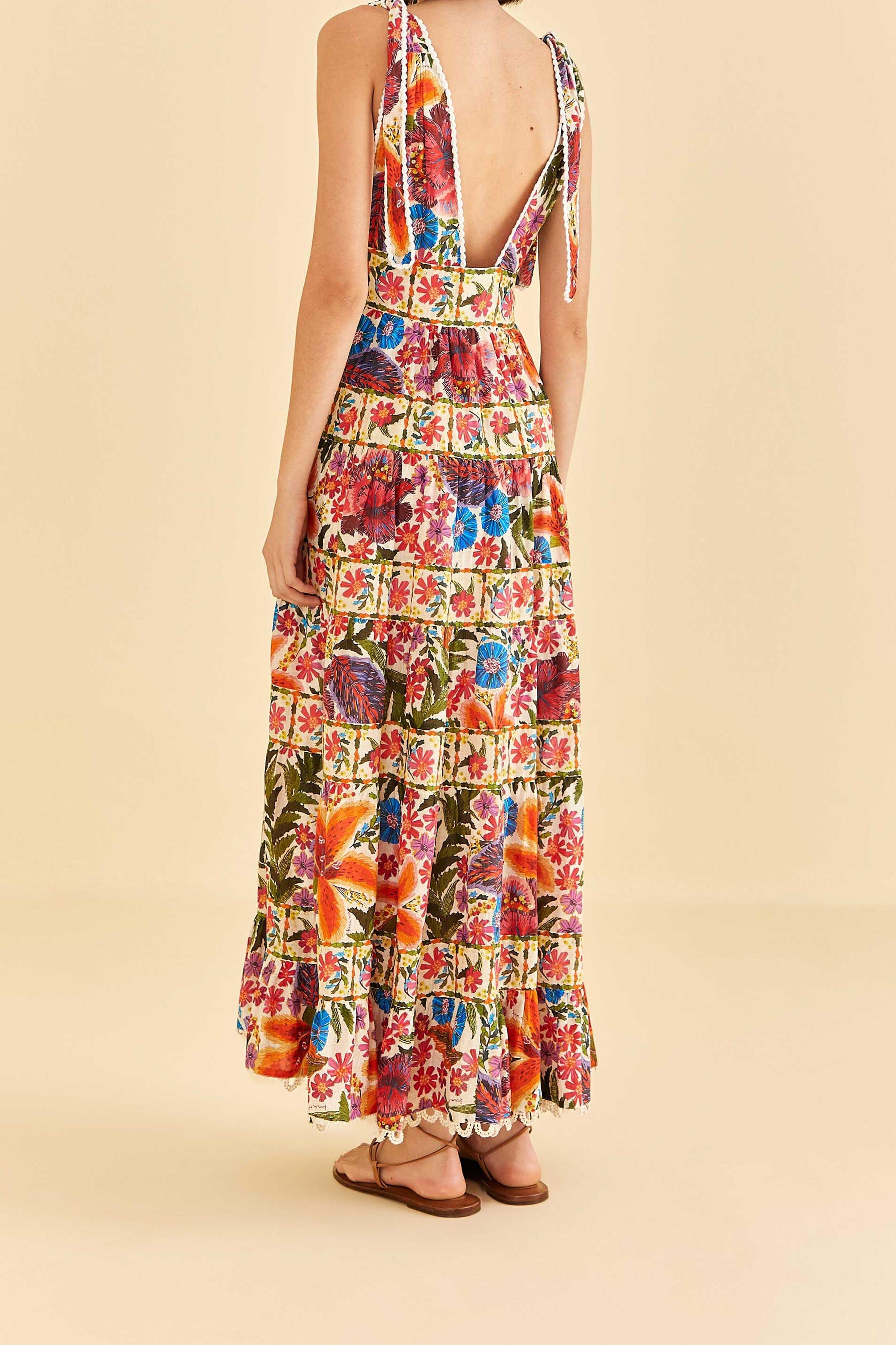 Off-White Tropical Yard Sleeveless Midi Dress Product Image