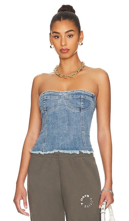 superdown Desa Crop Bustier Top in Blue. - size L (also in M) Product Image