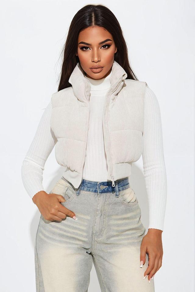 Jasmine Corduroy Puffer Vest - Cream Product Image