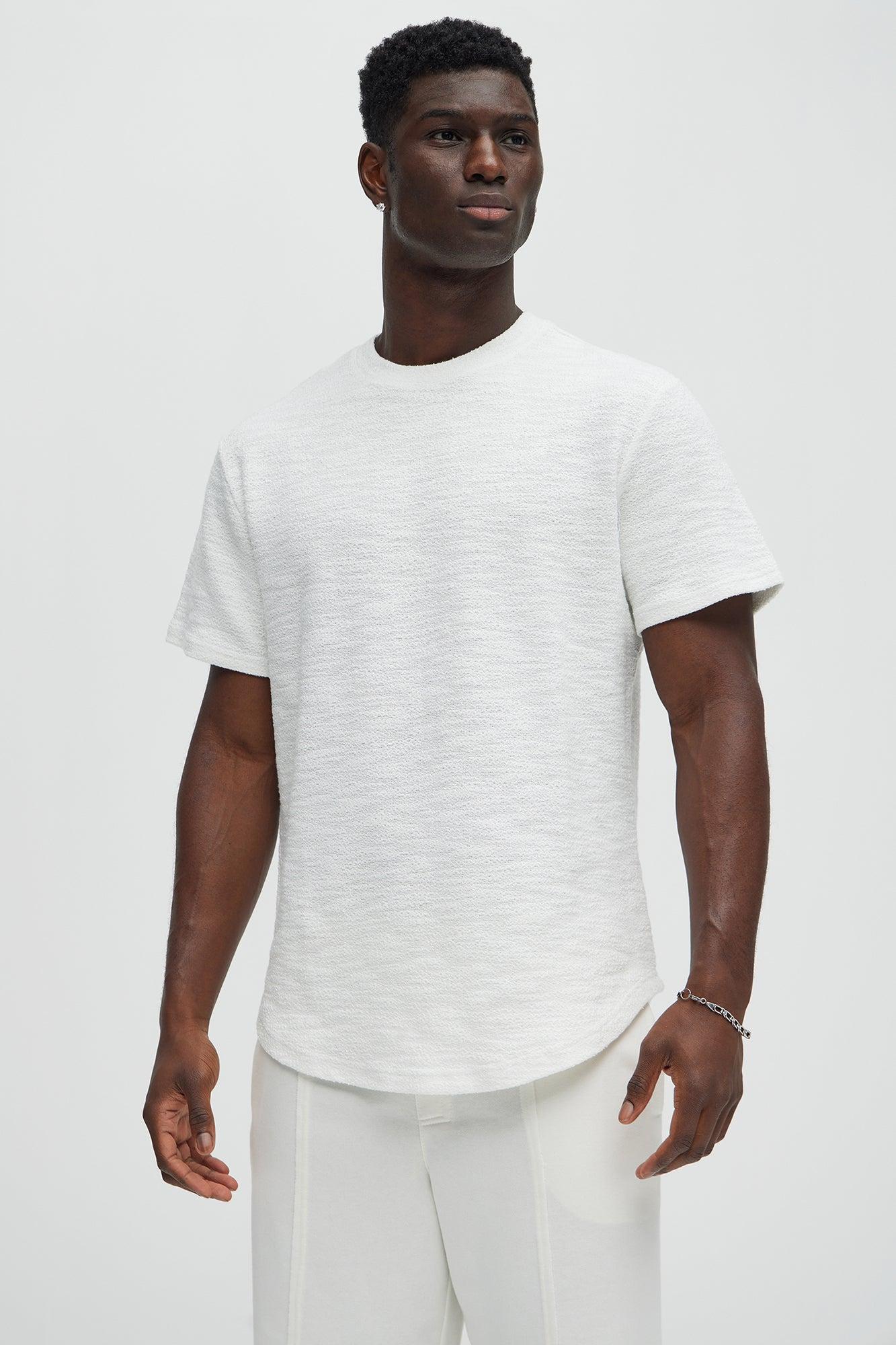 Blaine Textured Scallop Short Sleeve Tee - White Product Image