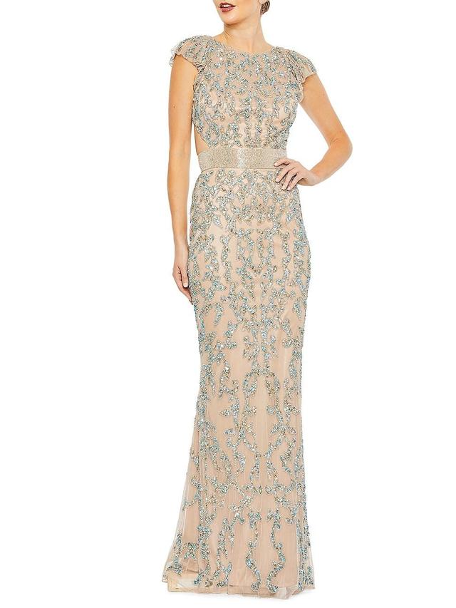 Mac Duggal Damask Sequin Open Back Gown Product Image