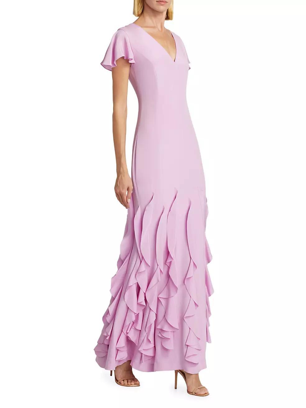 Lauren Ruffled Silk Crepe Gown Product Image