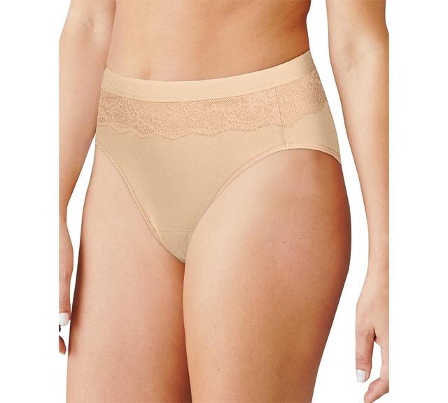 Womens Bali Beautifully Confident Hi-Cut Panty with Leak Protection Liner DFLLH1 Soft Brown Product Image