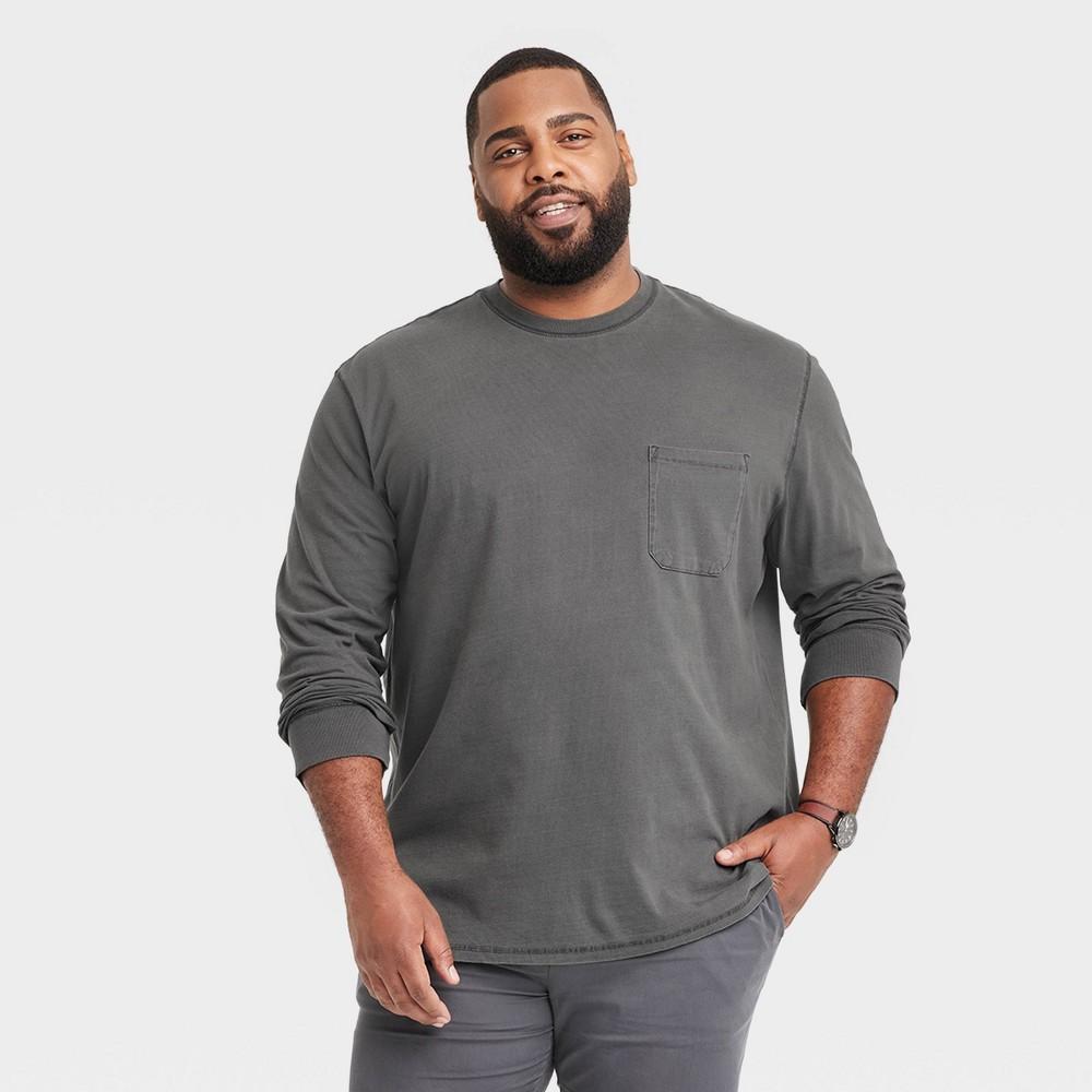 Mens Big & Tall Standard Fit Long Sleeve Crewneck T-Shirt - Goodfellow & Co White 5XLT Product Image