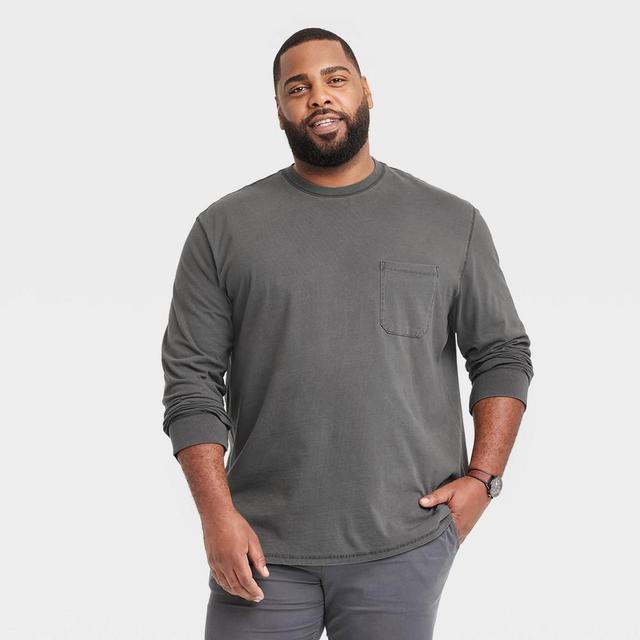 Mens Big & Tall Standard Fit Long Sleeve Crewneck T-Shirt - Goodfellow & Co White 5XLT Product Image