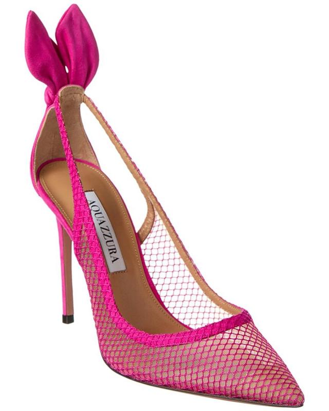 100mm Bow Tie Mesh Pumps In Pink Product Image