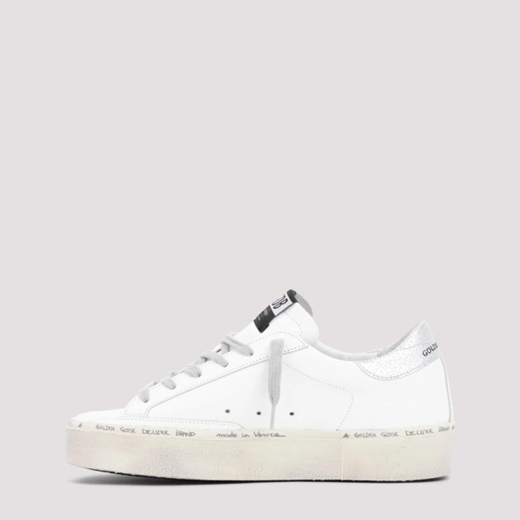 Hi Star Metallic Leather Low-top Sneakers In White/silver Product Image